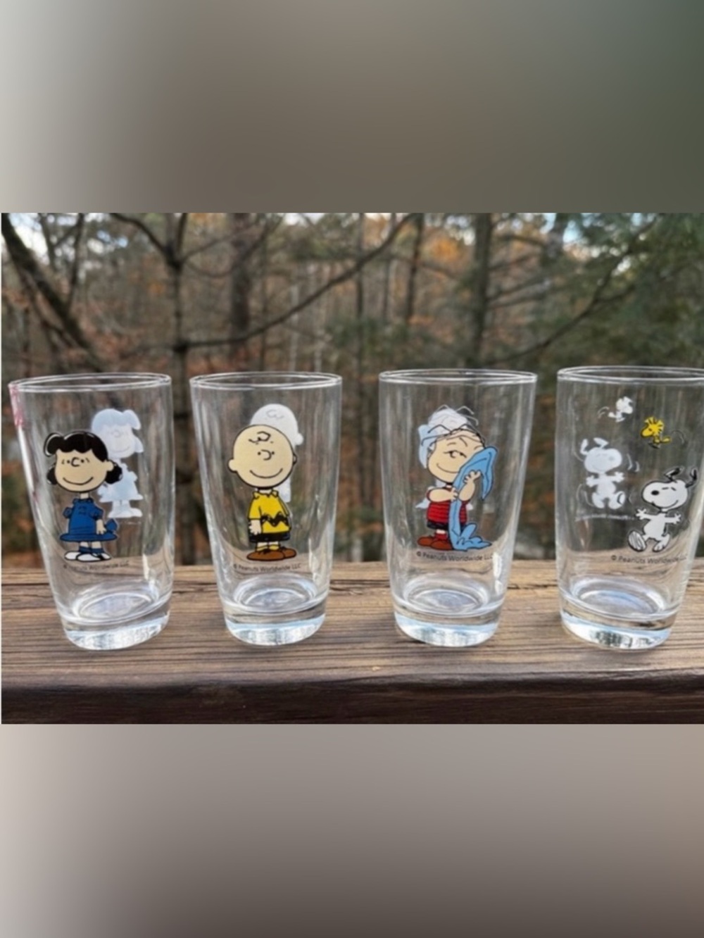 Peanuts Glass Set with Blue, Yellow, Red, Black Artwork